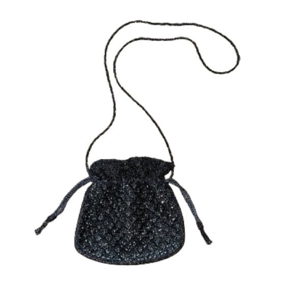 Inge Christopher charcoal gray beaded cinched evening bag NWOT
